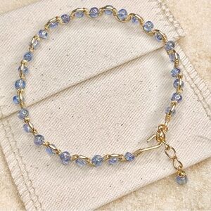 Elegant Gold and Blue Beaded Bracelet